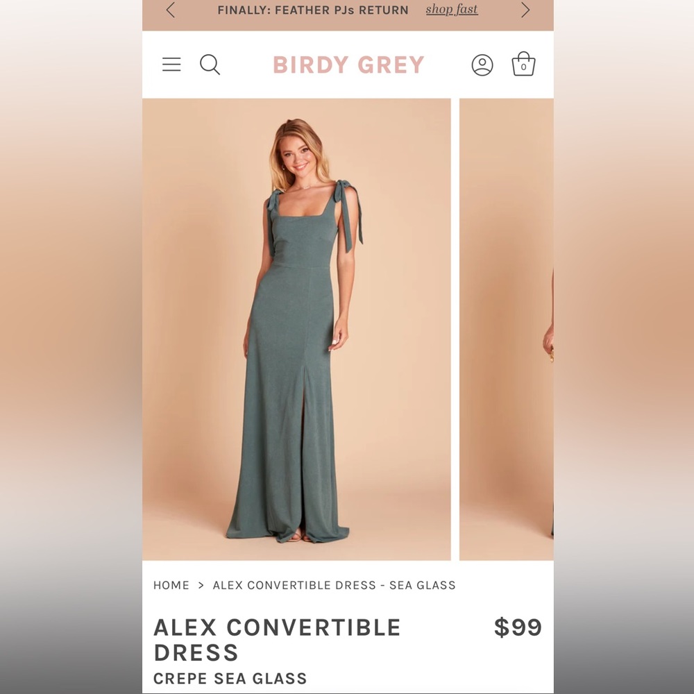 Birdy Grey Alex Convertible Dress - Sea Glass Crepe